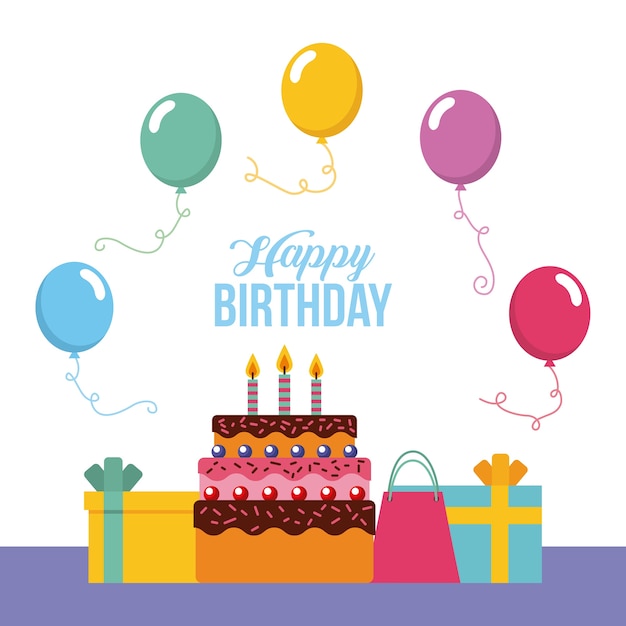 Premium Vector | Happy birthday kawaii gifts