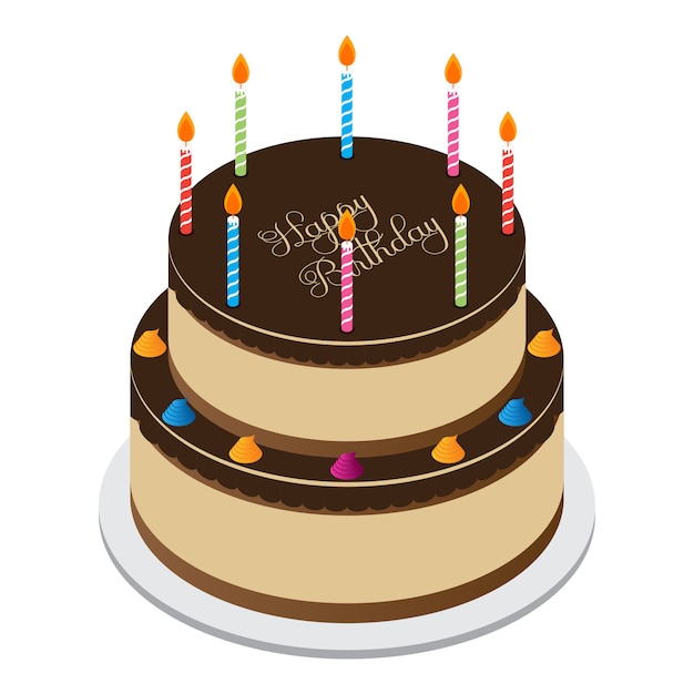 Happy birthday layered cake vector | Premium Vector