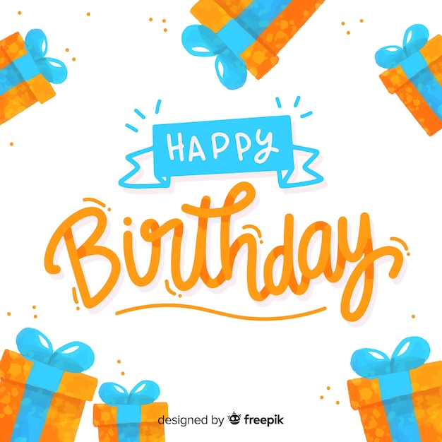 Download Happy birthday lettering background design Vector | Free ...