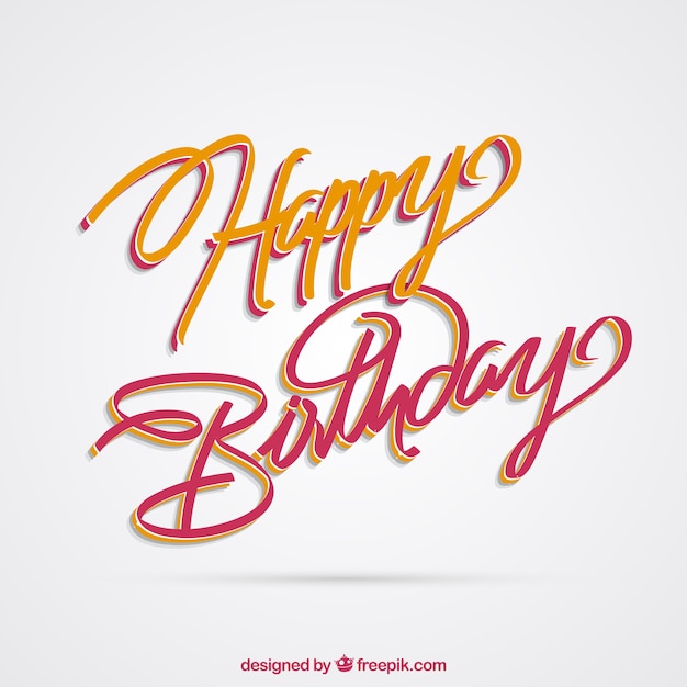 Happy birthday lettering card Vector Free Download