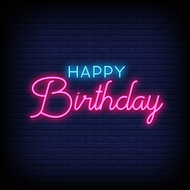 Download Happy birthday lettering neon text vector Vector | Premium ...