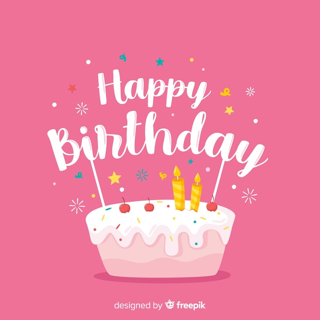 Free Vector | Happy birthday lettering on pink background