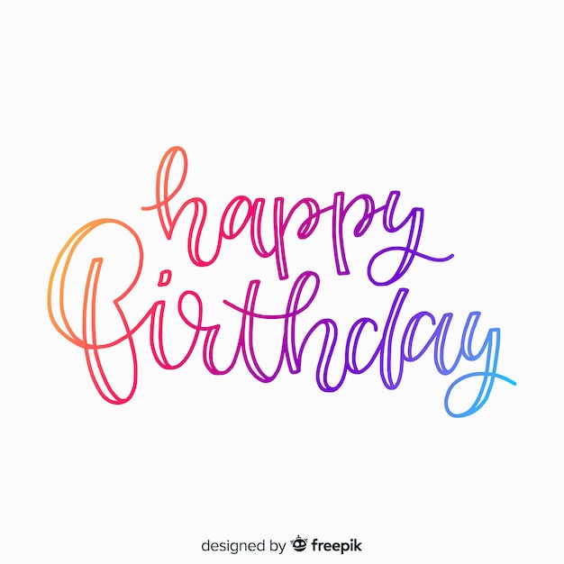 Download Happy birthday lettering with gradient Vector | Free Download