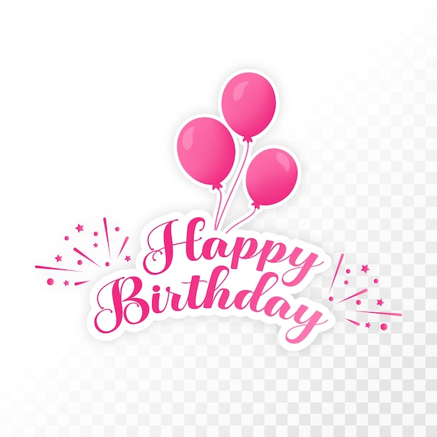 Premium Vector | Happy birthday lettering with pink letter and balloon ...