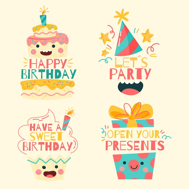 Free Vector Happy Birthday Logo Collection