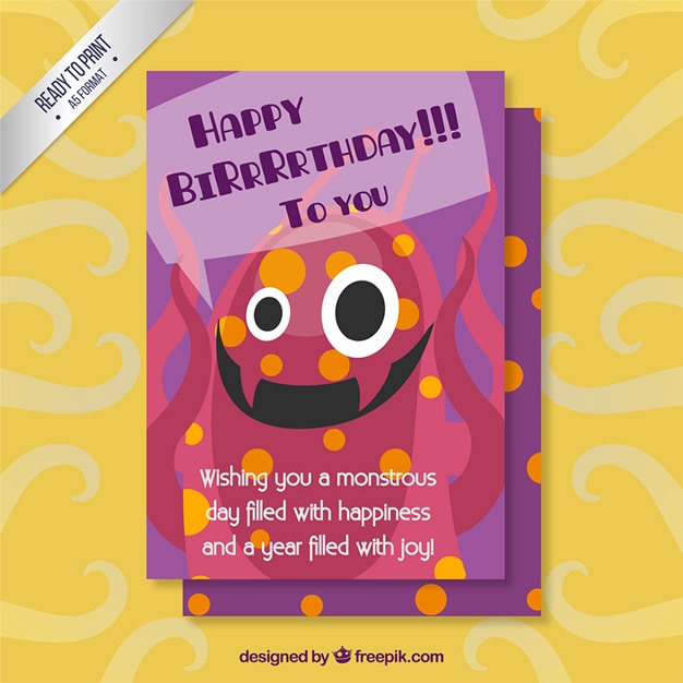 Happy birthday monster card