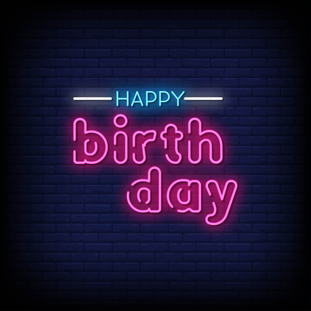 Premium Vector | Happy birthday neon lettering