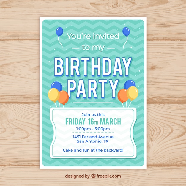 Free Vector | Happy birthday party card in flat style