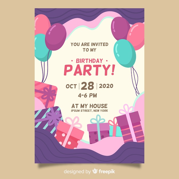 Download Happy birthday party invitation template Vector | Free ...