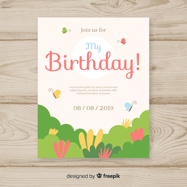 Download Free Vector | Happy birthday party invitation template