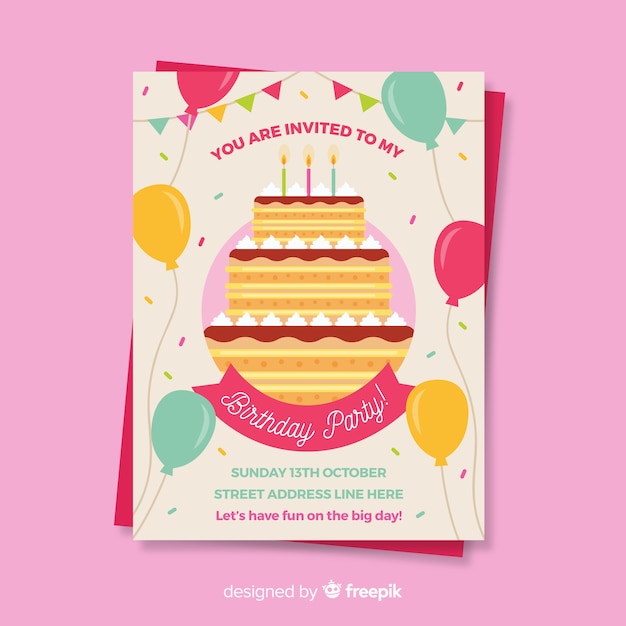 Happy Birthday Party Invitation Template | Free Vector