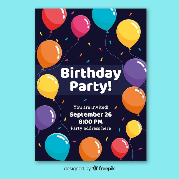 Download Happy birthday party invitation template Vector | Free ...