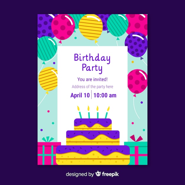 Free Vector | Happy birthday party invitation template