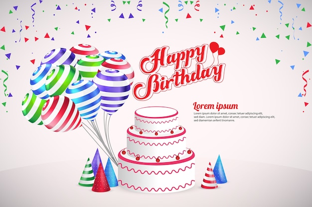 Premium Vector Happy Birthday Party Vector Template Design Background
