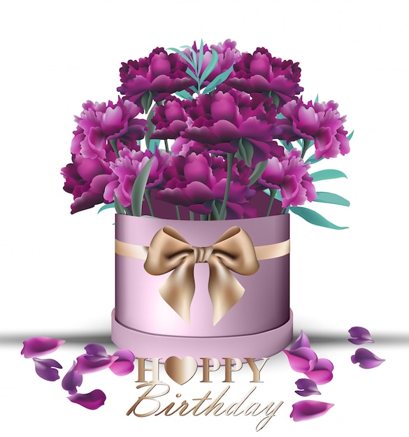 Premium Vector | Happy birthday peony flowers bouquet