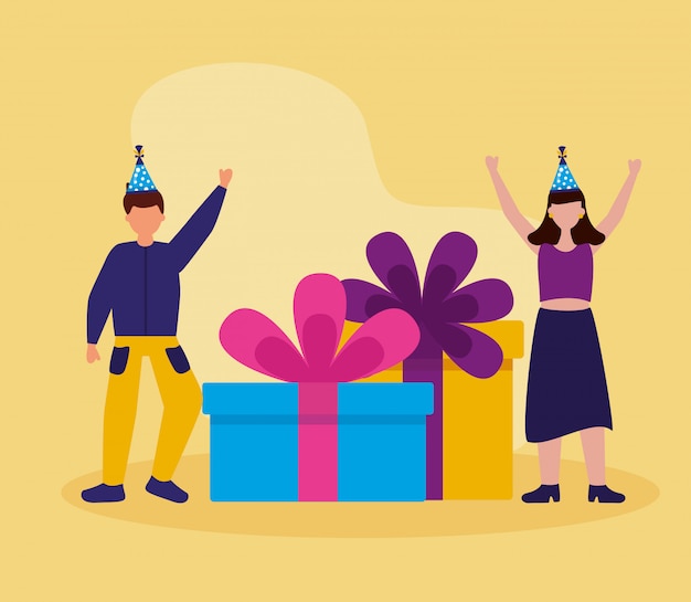 Free Vector | Happy birthday people in flat style