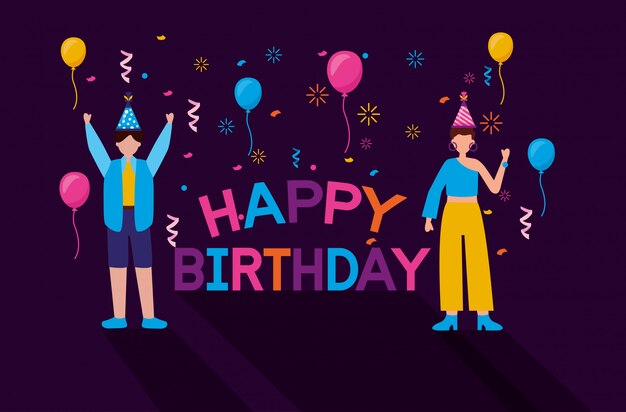 Free Vector | Happy birthday people in flat style