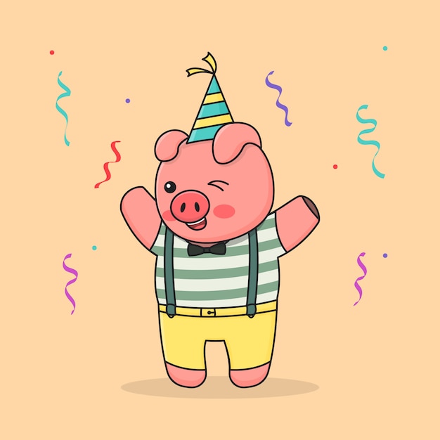 Premium Vector | Happy birthday piggy