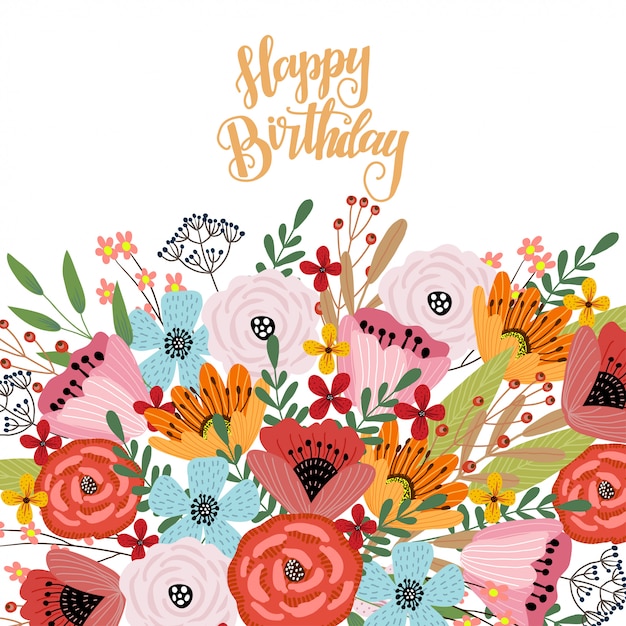 Download Premium Vector | Happy birthday. postcard template with ...