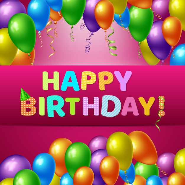 Happy birthday realistic background | Free Vector