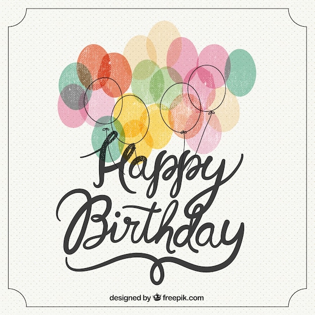 Happy birthday retro lettering Vector | Free Download