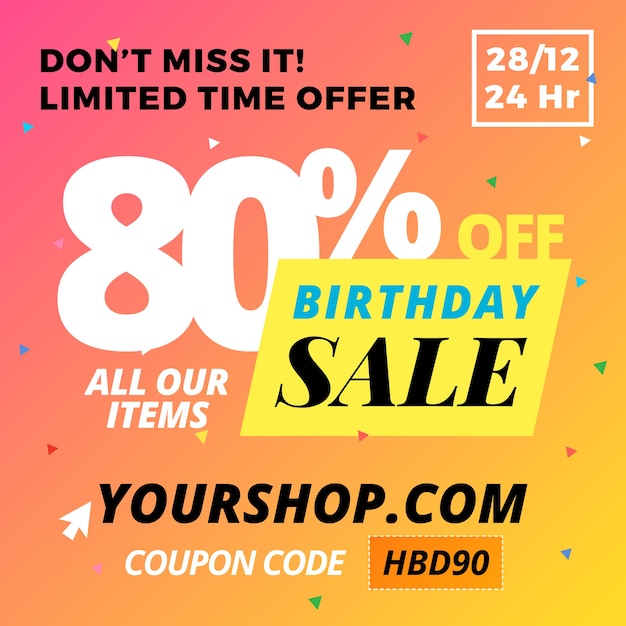 Download Happy birthday sale banner Vector | Premium Download