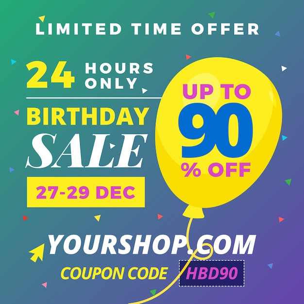 Download Happy birthday sale banner | Premium Vector