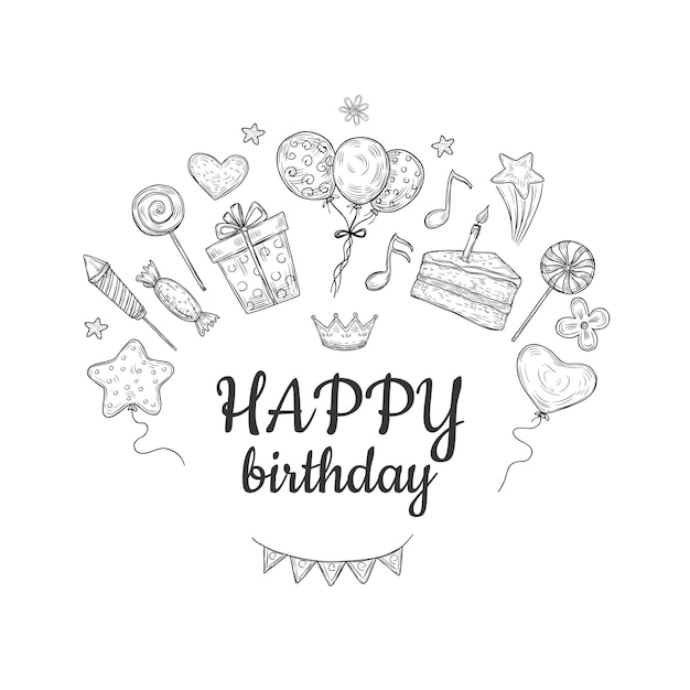 Premium Vector | Happy birthday sketch