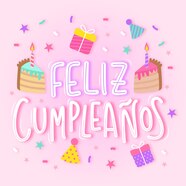 Free Vector Happy Birthday In Spanish Lettering With Cake