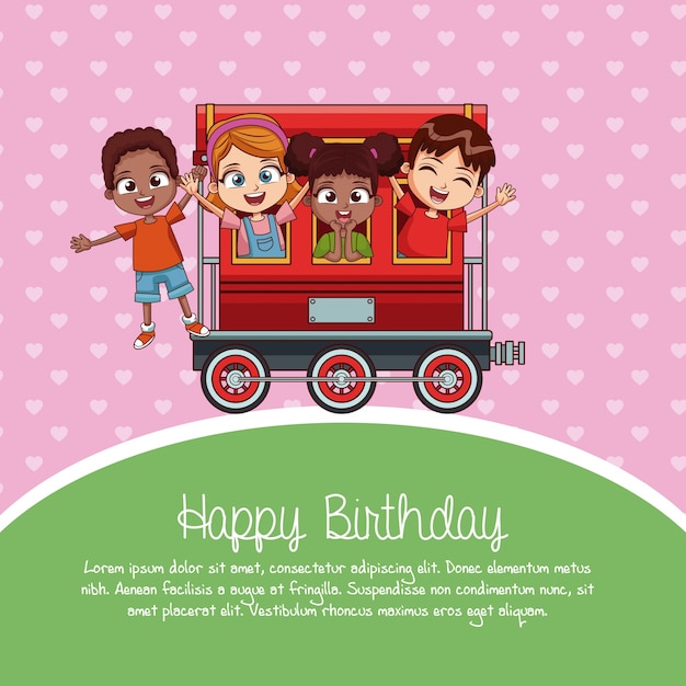 Download Happy birthday train cartoon | Premium Vector