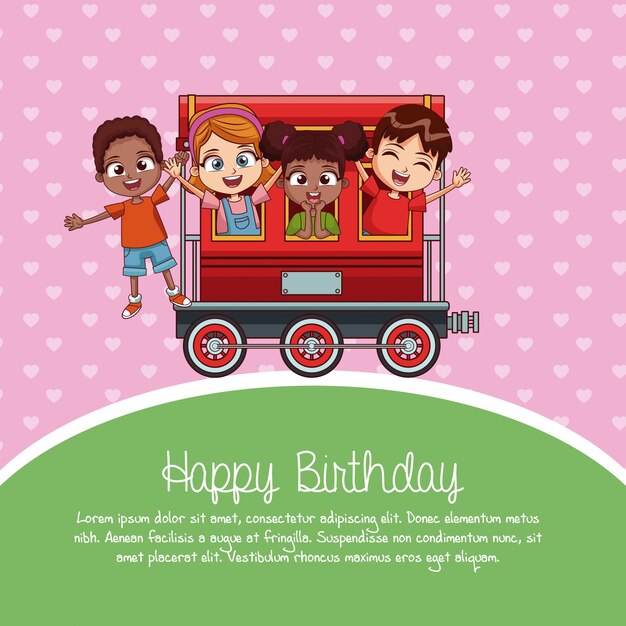 Download Happy birthday train cartoon | Premium Vector