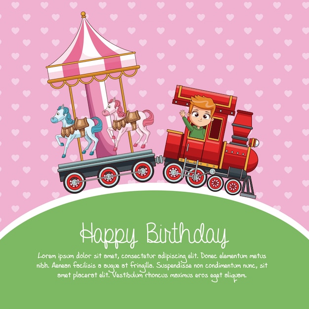 Download Happy birthday train cartoon | Premium Vector