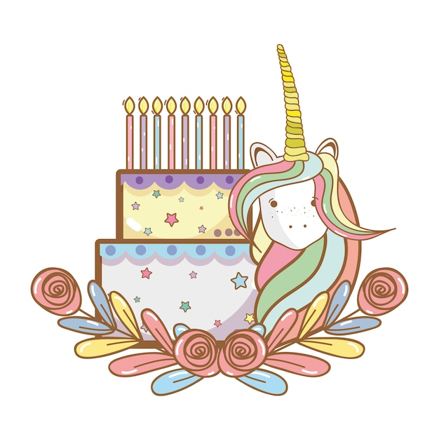 Download Happy birthday unicorn cartoons Vector | Premium Download