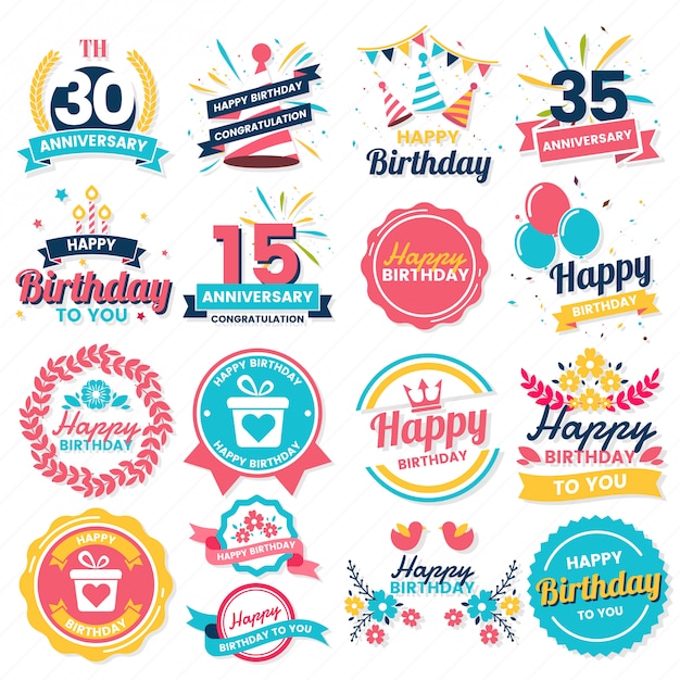 Download Happy birthday vector logo for banner | Premium Vector