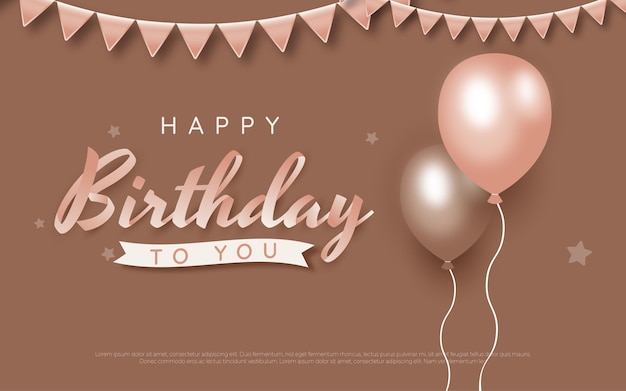 Premium Vector | Happy birthday with 3d lettering with balloons