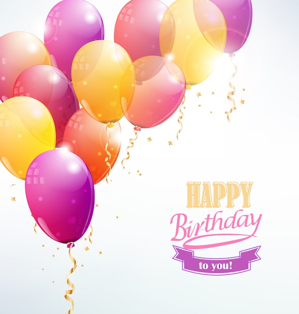 Premium Vector Happy Birthday With Balloon Card