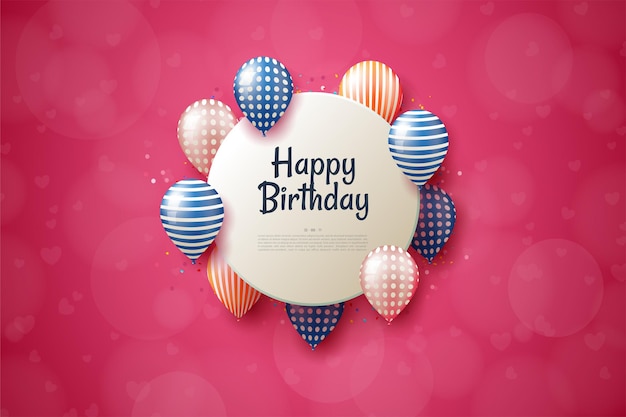 Download Premium Vector | Happy birthday with a circle plate with colorful balloons.