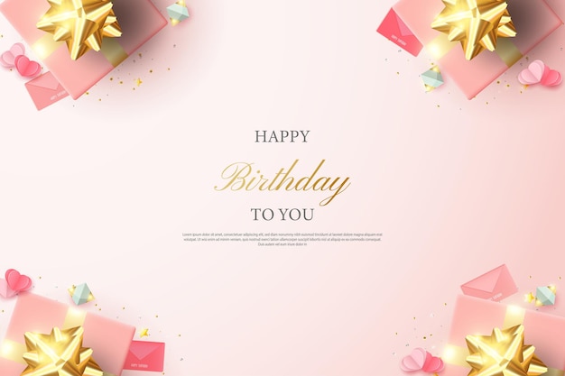 Premium Vector | Happy birthday with decorations in every sweet corner