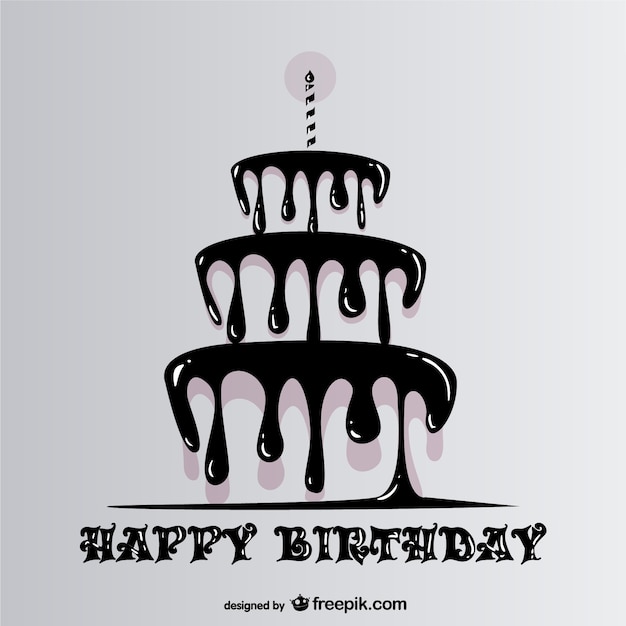 Download Happy birthday with dripping cake | Free Vector