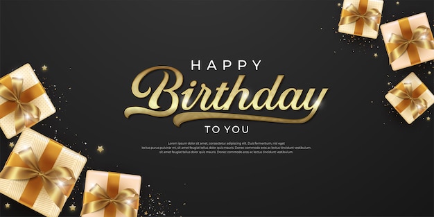 Premium Vector | Happy birthday with gift box in dark background