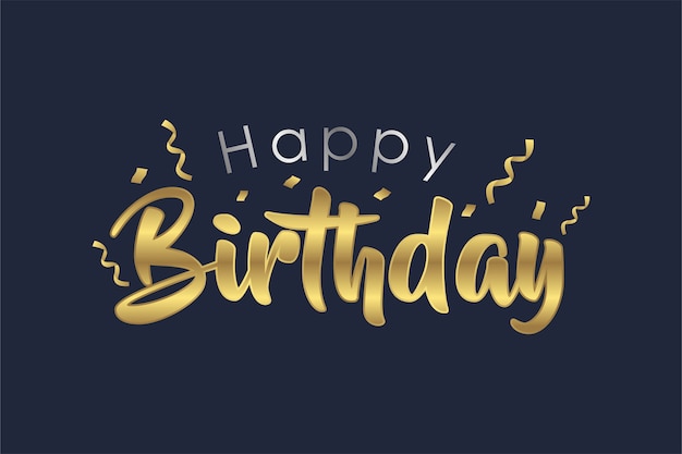 Happy birthday with gold color Vector | Premium Download