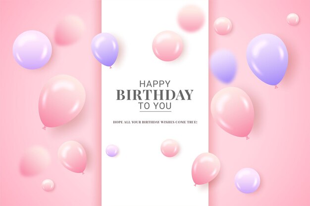 Premium Vector | Happy birthday with pink purple balloons pink ...