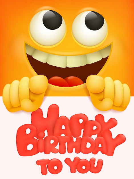 Download Premium Vector | Happy birthday to you card with emoji