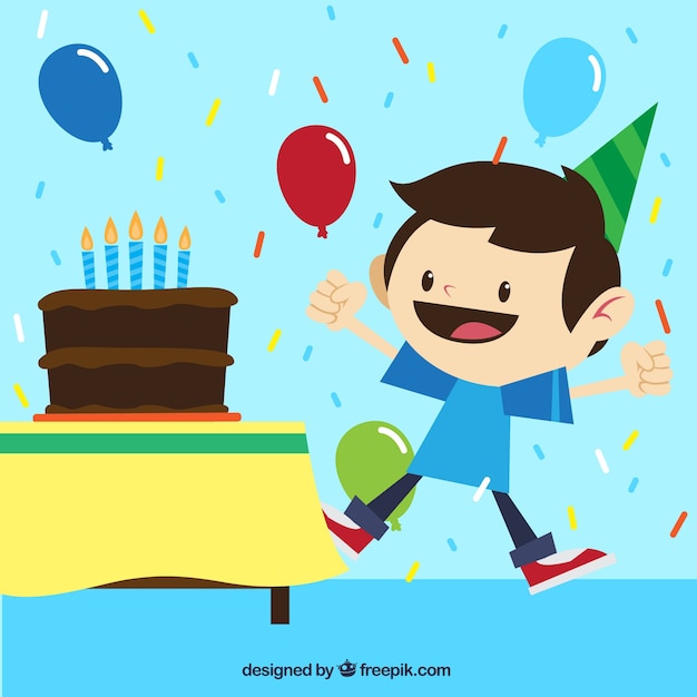 Happy boy at the birthday party | Free Vector