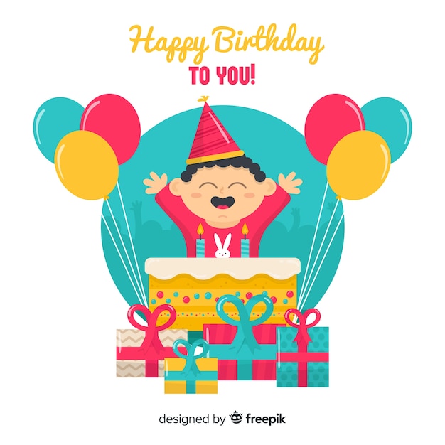 Download Happy boy celebrating his birthday | Free Vector