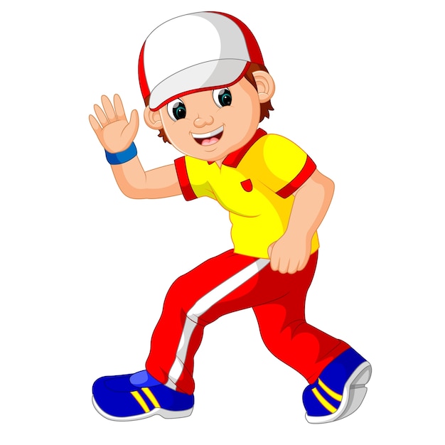 Download Happy boy dancing | Premium Vector