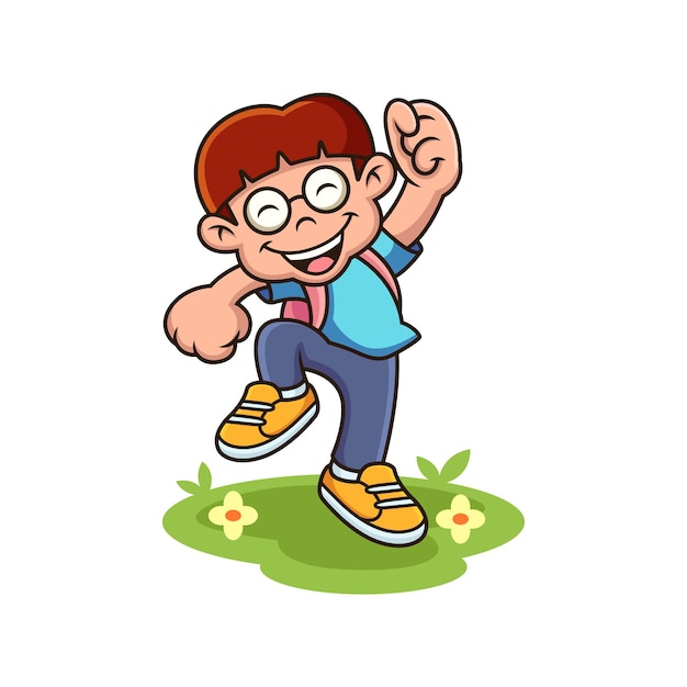 Premium Vector Happy Boy Ready To School Cartoon