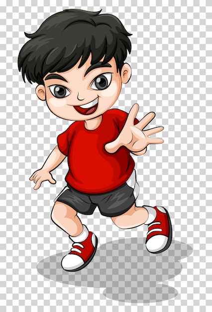 Download Happy boy in red shirt Vector | Free Download