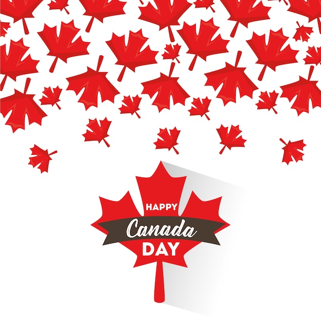 Premium Vector | Happy canada day maple leaves falling card