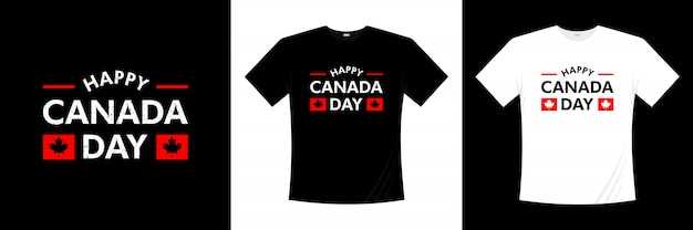 Logo Canada T Shirt Design - Premium Vector Happy Canada Day Typography T Shirt Design